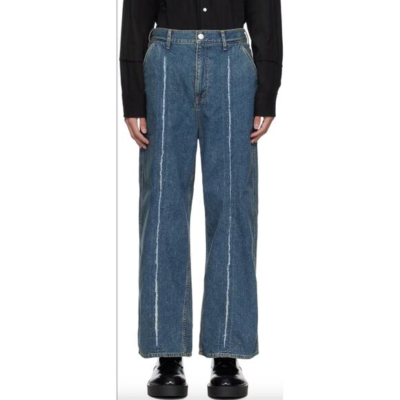 NEW Jieda Cutting Wide Denim Indigo Split Seam Jeans Japan Size 4 US Size 32